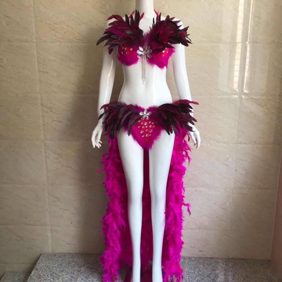 Thong Bikini Women - Fantasia de Biquíni com Plumas para