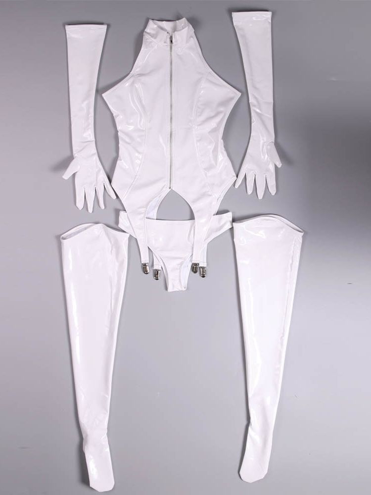 Wet Look PVC Catsuit, brilhant - Garter Belt Set avaliação e preço
